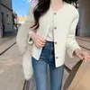 Abrigo de tweed coreano chic estilo francés con cuello redondo y un ambiente sofisticado