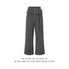Nuevos pantalones rectos de pierna ancha con línea A, de estilo múltiple, con doble tirante desmontable, botones elegantes en relieve y diseño casual texturizado.