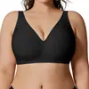 Sujetador cruzado de Amazon sin costuras, cuello en V, talla grande, estampado de leopardo, sin varillas, con efecto push-up y elevación, hecho de tela de seda helada, para mujer