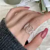 Anillo de Plata de Ley S925 Estilo Simple para Mujer, No se Desvanece, Lujo Accesible, Versátil, de Nicho, Gama Alta, Joyería de Mano Nueva Abierta
