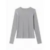 Outono 2026 Nova Blusa de Moletom Gola Redonda Manga Longa Feminina Camada Base Alta Elasticidade Slim Fit Versátil Top Camiseta