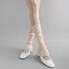 Cubiertas de Calcetines Acampanados Estilo Coreano para Otoño e Invierno, Calcetines de Media Pantorrilla con Cordones Estilo Ballet, Calentadores de Piernas Cálidos Adelgazantes y Versátiles