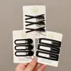 Horquilla Nueva de Estilo Sin Costuras con Borde Negro Mate Simple para Flequillo Lateral, Pinza de Pelo de Pato, Elegante Accesorio para el Cabello