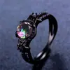 Moda Europea y Americana Nuevos Accesorios Negro Pistola Morado Circonita Diseño Hueco Anillo Halloween Anillo para Mujer Moderno