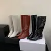 Botas largas de estilo francés con punta y tacón grueso, tipo western cowboy, para mujer, nuevas 2026, de caña alta para montar