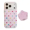 Soporte magnético de estrella de lunares color caramelo adecuado para funda de teléfono Apple 17pm, iPhone 18 estilo coreano 15 funda suave 16