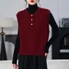Chaleco de punto liso de cuello redondo para mujer, nuevo cárdigan chaleco de capa para otoño e invierno 2026 para mujer