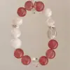 Nieve en FatOriginal Fresa Natural Copo de Nieve Blanco Fantasma Cristal Blanco Irregular Pulsera de Cristal Corazón Rosa Girly