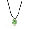 Collar Cadena Clavícula Ojo de Gato Suerte Verde Trébol de Cuatro Hojas para Mujer Regalo Versátil San Valentín para Novia Regalo de Cumpleaños