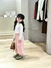 Overol Rosa para Niñas Estilo Primavera y Otoño para Bebés y Niños Pequeños Pantalones de Pierna Ancha Multibolsillos Cintura Elástica Cordón Puños Elásticos Casuales Pantalones Largos