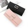 Nueva Cartera Larga para Mujer Estilo Simple y Fresco Cartera Plegable en Tres Secciones de PU, Billetera para Monedas, Portatarjetas Múltiples y Clutch