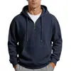 Sudadera para hombre europea y americana, sudadera con capucha casual de gofre de color liso, manga larga, media cremallera, peso pesado de Amazon