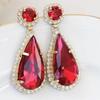 Pendientes Colgantes Ovalados de Cobre Inlay de Diamante Blanco con Piedra Blanca Vendidos Transfronterizos Chenrui Joyería Elegante para Mujer