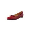 Zapatos de tacón bajo de cuña de cuero patentado para aumentar la altura, con lazo dulce estilo coreano, punta redonda, cuero genuino, corte bajo, estilo de hada, zapatos individuales