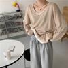 Blusa Tricô Gola V Color Block Falsa Duas Peças Outono Inverno Estilo Coreano Nova Solta Casual Versátil Suéter Justo Camisa Base