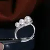 Acessórios DIY Prata Esterlina S925 Luxo Leve Toque de Alto Padrão Anel de Pérola Base para Anel Acessórios Anel de Dedo com Várias Pérolas Base para Anel Aberto Feminino