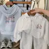 Conjunto de Otoño para Niños 2026 Nueva Sudadera de Primavera y Otoño para Niñas Estilo Coreano Cárdigan con Capucha para Niños Conjunto Casual de Dos Piezas