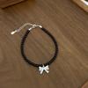 Collar de ágata de plata esterlina S925 para mujer, colgante de lazo de alta gama, accesorios de cadena de lana, joyería de plata transfronteriza, nuevo