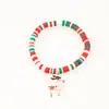 Joyería Transfronteriza Europea y Americana Navidad Pulsera de Cuentas de Arcilla Polimérica Suave Regalo Pulsera de Papá Noel Pulsera de Contraste de Color Festivo