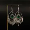 Pendientes turquesa de estilo navideño de Amazon transfronterizos para mujer diseño ins pendientes colgantes retro exagerados venta al por mayor
