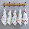 Al por mayor algodón absorbente bebé recién nacido cuadrado alta densidad cuatro capas gasa espuma impreso dibujos animados toalla 25*25cm