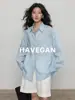 Camisa Larga de Manga Larga Holgada para Mujer de Lino Tencel Havegan, Estilo "Lazy Old Money", Nuevo Top Protector Solar 2026