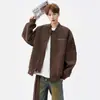 Chaqueta de Béisbol Vintage Americana para Hombre, Chaqueta de Cuero Tie-Dye Fresca de Otoño para la Calle, Elegante Abrigo Corto de Trabajo