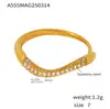 Anillo de onda de diamante de color de rueda de la fortuna fila simple de taladro tamaño ajustable acero de titanio PVD chapado en oro al vacío anillo joyería