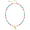 Collar de Cuentas de Cristal Amazon 26 Letras Inglesas Colgante de Corazón Collar Corto Ajustable para Mujeres Temporada de Vacaciones de Verano