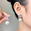 Pendientes de Zirconia Perla para Mujer Nicho Lujo Accesible Pendientes Franceses Gama Alta Letra Pendientes de Moda 2024 Pendientes Nuevos