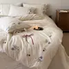 Juego de ropa de cama al por mayor estilo girly con bordado de lazo, ultra suave y amigable con la piel, juego de cuatro piezas de textiles para el hogar, Jardín Francés del Sur 2