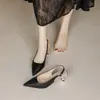 899 Fuxing Sandálias Femininas 2025 Primavera/Verão Novas Bico Fino Salto Agulha Estilo Chinês Novo Estilo Nacional Sandálias Abertas nas Costas Cheongsam