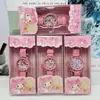 Reloj Sanrio Kulomi de Alto Valor de Color en Caja de Regalo Púrpura Merlot Conejo Reloj Electrónico de Cuero Estampado para Niños