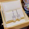 Brincos de pérolas explosivas 925 Sterling Silver Pin Sweet Earrings Fashion Earrings Summer High-end Bowknot Brincos para mulheres