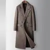Abrigo de Hombre, Otoño e Invierno, Estilo Largo Hasta la Rodilla, Lana Mezclada, Gabardina de Doble Botonadura, Abrigo de Lana Cálido Casual Juvenil de Doble Cara