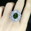 Europeu e Americano novo estilo cheio de diamante hexagonal cor anel do tesouro feminino de luxo embutido importado sintético ascut cor de diamante jóias de diamante