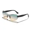 Óculos de Sol Frameless Futuristas de Peça Única para Chuva para Homens e Mulheres Street Hip-Hop Personalizados Óculos de Sol com Proteção Solar Sunglass