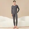 Conjunto de Ropa Interior Térmica de Lyocell para Otoño e Invierno para Hombre, Tops y Pantalones Térmicos Gruesos con Forro Polar, Capa Base Delgada a Prueba de Frío para Mujer