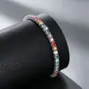 Popular en Europa y América, pulsera de tenis de moissanita de colores arcoíris a la moda hip-hop, plata de ley s925, pulsera de tenis colorida de lujo ligero