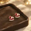 Aretes Geométricos Rojos Ankela Festivos de Año Nuevo Nicho Temperamento Venta Caliente Aretes de Botón Otoño/Invierno 2026 Venta al por Mayor de Pendientes