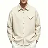 Camisa de manga comprida transfronteiriça 2026 comércio exterior primavera e outono Lyocell Tencel imitação de linho espessada estilo old money com gola de lapela para homens