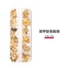 Nuevo diseño japonés de uñas, papel de aluminio dorado y plateado, caja larga de 12 cuadrículas, decoración de uñas, papel de aluminio de cuatro colores, joyería, fragmentos de papel de aluminio dorado.