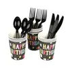 Amazon Transfronterizo Pascua Desechable Color Vajilla Traje Niños Arreglo Festivo Fiesta Pastel Plato de Papel Vaso