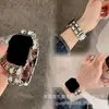 Correa de Metal Estilo Tweed con Doble Cadena para Reloj Adecuada para Apple Watch Iwatch11 Moda Ins Modelo de Mujer de Verano