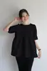Camiseta Linda de Manga Abullonada y Cuello Redondo de Manga Corta Estilo Coreano para Mujer, Nuevo Modelo de Verano, Estilo Dulce, Simple y Versátil, Top Adelgazante