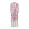 Comercio Exterior Ropa de Mujer Greta 2026 Primavera y Verano Nuevo Estilo Manga Abullonada Cuello Alto Floral Vestido con Ceñidor en la Cintura