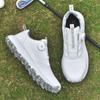 Zapatos de Golf para Hombres y Mujeres Pareja Impermeables Perilla Automática Cordón Retráctil Tacos de Fijación Antideslizantes Tenis para Exteriores para Adultos