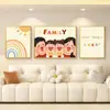 Una Familia de Tres Sana Sala de Estar Cálida Triple Pintura Decorativa Tronco Crema Nueva Pintura Colgante Mural de Fondo para Sofá