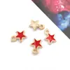 1 Acessório de Joia DIY Cor Dourado K Liga de Esmalte Pingente Pequeno Charme de Pulseira Estrela Pequena de Esmalte Pentagrama