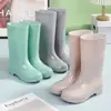Botas de lluvia con estampado de mármol, botas de lluvia de caña alta, zapatos de agua para mujer, cálidos y adecuados para el trabajo en la cocina, altura hasta la pantorrilla, antideslizantes, resistentes al desgaste, impermeables y hechos de caucho